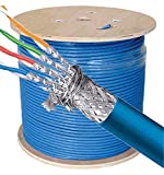 Cables Direct Online 500ft Bulk CAT7 23AWG Cable S/FTP Riser cm Bare Copper Solid Wire 600Mhz Fluke Blue