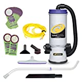 ProTeam Super CoachVac Commercial Backpack Vacuum Cleaner with HEPA Media Filtration, Telescoping Wand Tool Kit and 12 Extra Filter Bags, Gray