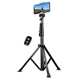 UBeesize 60' Extendable Tripod Stand with Bluetooth Remote for iPhone Android Phone, Heavy Duty Aluminum, Lightweight, Load Capacity: 1 Kg
