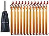 12 Pack Tent Stakes, 7075 Ground Metal Camping Aluminum Tent Pegs, Lightweight Stakes Heavy Duty Spikes Camping Accessories