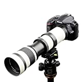 Lightdow 420-800mm f/8.3 Manual Zoom Super Telephoto Lens + T Mount Ring for Nikon D3500 D5600 D7500 D500 D600 D700 D750 D800 D850 D3200 D3400 D5100 D5200 D5300 D7000 D7200 Camera (White Version)