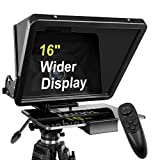 16 inch Large Teleprompter for All Tablets (4-12.9-inch Tablet), remote control and teleprompter app, 70/30 Beam Splitter Glass, Aluminum Body and a Packbag, Angle Adjustment, Make Short Videos/Speech