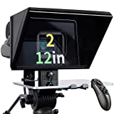 ILOKNZI i2/12inch/Black, Liftable Teleprompter with Remote Control and app Metal for 12.9' Tablets with Adjustable Tempered Optical Glass Supports Webcam Wide Angle Camera Lens Studio Make Videos