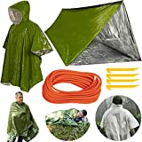 10 Piece Emergency Survival Shelter Kit - 1 Emergency Tent, 1 Emergency Sleeping Bag, 1 Emergency Blanket, 1 Summer Poncho, 1 Winter Poncho and more! Perfect for EDC, Car Kit, Buyout or Get Home Bag.