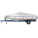 iCOVER Trailerable Boat Cover- 12'-14' Waterproof Heavy Duty Marine Grade Polyester, Fits V-Hull,Fish&Ski,Pro-Style,Fishing Boat,Runabout,Bass Boat, up to 12ft-14ft Long and 68' Wide