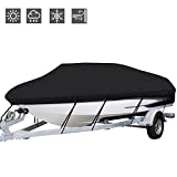 Morhept Waterproof Boat Cover, Heavy Duty 600D Marine Grade Trailerable Bass Boat Covers, Durable and Tear Proof, All-Weather Outdoor Protection Fits 17-19 feet V-Hull, Tri-Hull, Runabout