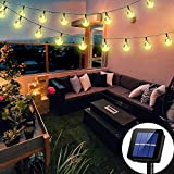 Solar String Lights Globe 38 Feet 66 Crystal Balls Waterproof LED Fairy Lights 8 Modes Outdoor Starry Lights Solar Powered String Light for Garden Yard Home Party Wedding Decoration (Warm White-66LED)