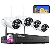 3MP Wireless Security Camera System with AUDIO,SMONET 8 Channel WiFi Home Surveillance NVR Kits,4Pcs 3MP Outdoor Indoor CCTV Cameras,Clearer than 1080P,Night Vision,AI Human Detection,Free App,1TB HDD