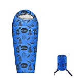 ANJ Outdoors Youth and Kids Sleeping Bag | 4 Season Indoor/Outdoor Boys and Girls Sleeping Bag | Mummy Style, Light Weight Sleeping Bags for Kids - Adventure Theme (Blue Kids Single)