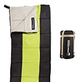 Kids Sleeping Bag-Lightweight, Carrying Bag with Compression Straps-for Camping, Backpacking, and Sleepovers by Wakeman Outdoors (Neon Green/Black)