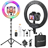 RGB Ring Light 18 inch with Tripod Stand (2700-7000K) for Phone Camera iPad Selfie Live Stream YouTube TikTok Video Shooting Best Lighting Atmosphere Ringlight