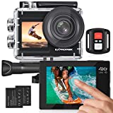 Exprotrek 4K Action Camera with Touch Screen,EIS Adjustable View Angle, 40m Waterproof Underwater Camera, Remote Control Sports Camera with Helmet Accessories Kit