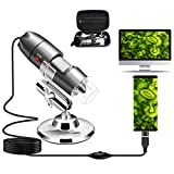USB Microscope Camera 40X to 1000X, Cainda Digital Microscope with Metal Stand & Carrying Case, Compatible with Android Windows Linux Mac, Portable Microscope Camera for Kids Students Adults (Gray)