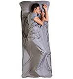 Sleeping Bag Liner - Camping & Travel Sheets for Adult - Sleeping Sack & Sheets for Backpacking, Hotel, Hostels & Traveling - Lightweight Single Sleep Sack - Comfortable Sleep Liners - Gray w/Zipper