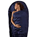 Sea to Summit Premium Silk Sleeping Bag Liner, Traveller w/Pillow Slip (88x37 inches), Navy Blue