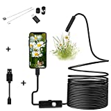 S/A USB Endoscope Micro USB and Type C Borescope for OTG Android Phone, 5.5 mm 0.21 Inch Inspection Snake Camera Waterproof, Scope Camera with 6 Adjustable LED Lights /2M