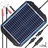 SUNER POWER Upgraded 12V Waterproof Solar Battery Charger & Maintainer Pro - Built-in Intelligent MPPT Charge Controller - 18W Solar Panel Trickle Charging Kit for Car, Marine, Motorcycle, RV, etc