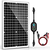 30W 12V Solar Panel Kit Battery Trickle Charger Maintainer Pro + Advanced 10A MPPT Charge Controller + SAE Battery Clip Cable for 12 Volt Boat Car RV Trailer Motorcycle Automotive Home Off Grid System