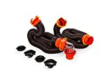 Camco 20' (39742) RhinoFLEX 20-Foot RV Sewer Hose Kit, Swivel Transparent Elbow with 4-in-1 Dump Station Fitting-Storage Caps Included , Black