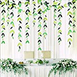 52 Feet Spring Summer Theme Green Leaf Garland Theme Party Decorations Kit Paper Hanging Leaves Streamer Banner for Green Birthday Baby Shower Wedding Engagement Bridal Shower Showcase Decor(4 Packs)
