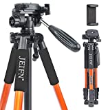 JEIFN Q111 Travel Camera Tripod for Laser Level and Spotting Scope Tripod with Phone Clip for DSLR SLR Canon Nikon Sony with Carry Bag (Orange)