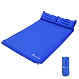 YOUKADA Sleeping-Pad Foam Self-Inflating Camping-Mat for Backpacking Sleeping Pad Double Sleeping Mat Camping Pad 2 Person Camping Mattress with Pillow for Hiking Camping Gear(Blue, Large)