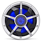 Clarion CM2513WL 10-inch Marine Subwoofer 250W RMS Power handling Dual 2 ohm Voice coils Built-in RGB Illumination Includes Black & Silver Grilles