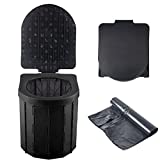 Portable Toilet with Lid, 20pc Camping Toilet Bags, SFSUMART Outdoor Foldable Emergency Hygiene & Sanitation Potty for Car Travel Hiking Fishing Long Trips (Black, Cover)