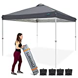 SUNNIMAX Canopy Tent,Heavy Duty Pop up Tents for Parties,Portable Folding Instant Canopy Tent with Roller Bag,Bonus 4 Sand Bags,Ez Up Outdoor Canopies-(10x10FT,Dark Grey)