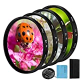 52mm Close-up Filter Kit 4 Pieces(+1,+2,+4,+10) Macro Filter Accessory Close-up Lens Filter Kit Set with Lens Filter Pouch for Canon Nikon Sony Pentax Olympus Fuji DSLR Camera+Lens Cap