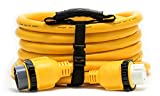 Camco 25' PowerGrip Marine Extension Cord with 50M/50F Locking Adapters | Allows for Easy Boat Connection to Distant Power Outlets | Built to Last (55621) , Yellow