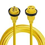 25ft 30Amp 125V LED Electric Extension RV Power Wire Cord Marine Shore Boat L5-30 Yellow 25 Feet Heavy Duty Electrical Power Cable, NEMA L5-30P to NEMA L5-30R
