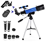 MaxUSee 70mm Telescope for Kids & Astronomy Beginners, Refractor Telescope with Tripod & Finder Scope, Portable Telescope with 4 Magnification eyepieces & Phone Adapter
