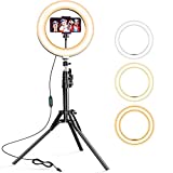 Ring Light with Stand and Phone Holder - JUSTSTONE Selfie Light with 61' Adjustable Tripod Stand for Live Stream/Makeup，Upgraded Dimmable LED Ringlight for Tiktok/YouTube/Zoom Meeting/Photography