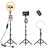 10.2” Ring Light with 62” Tripod Stand & 2 Phone Holders, Yoozon Tall Tripod with LED Ring Light for Phone, Ringlight for Selfie,Zoom Meeting,Tiktok,YouTube Video Recording,Live Stream,Photography