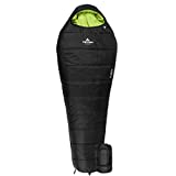 TETON Sports LEEF Lightweight Adult Mummy Sleeping Bag; Great for Hiking, Backpacking and Camping; Free Compression Sack; Black , Adult - 87' x 34' x 22'
