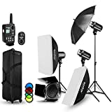 Godox E300 Strobe Studio Flash Light Kit 900W - Photographic Lighting - Strobes, Carry Box,Barn Doors, Light Stands, Triggers, Umbrellas, Soft Box