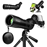Spotting Scope, Huicocy 20-60x60mm Zoom 39-19m/1000m with FMC Lens, BAK4 45 Degree Angled Eyepiece, Fogproof Spotting Scope with Tripod, Phone Adapter, Carry Bag for Target Shooting,Hunting,Birding