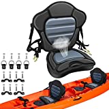 Thickened Padded Kayak Seat Extra Thick Padded Sit-On-Top Canoe Seat Cushioned - Deluxe Fishing Boat Seat with 4 Pairs Fixed D-Ring & 4 Tie Down Pad Eyes and Screws for Kayaks Boats Canoes