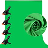 Aimosen 7 X 10 ft Green Screen Backdrop for Photography, Chromakey GreenScreen Background Sheet for Zoom Meeting, Cloth Fabric Curtain with 4 Clamps for YouTube Video Studio Calls Streaming Gaming VR