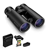 Amcrest 10x42 Roof Prism Binoculars for Adults, HD Professional Binoculars for Bird Watching, Travel, Stargazing, Hunting, Concerts, Sports, BAK-4 Prisms, Smart Phone Adaptor for Photography