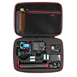 HSU Large Carrying Case for GoPro Hero 10,9, Hero 8,7,6,5,4,3 and Accessories, DJI Osmo Action,AKASO,Campark,YI Action Camera and More (Upgrade Sponge Precut Slots)(Red)