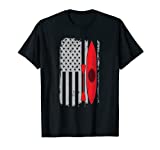 American Flag Kayak -Distressed USA Outrigger Canoe Kayaking T-Shirt