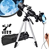 Telescope for Adults Kids Beginners,3 Rotatable Eyepieces 80mm Aperture 400mm Mount Astronomical Refracting Telescope, HD high Magnification, Portable and Equipped with Phone Photo Adapter