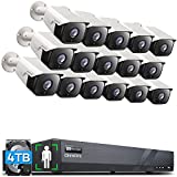 ONWOTE 16 Channel 5MP PoE Security Camera System 4TB, AI Human Detection, (16) Outdoor Audio IP Cameras Wide Angle, 16CH H.265 NVR 2-Storage-Bay, 16CH Synchro Playback, Commercial Grade