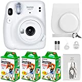Fujifilm Instax Mini 11 Camera with Fujifilm Instant Mini Film (60 Sheets) Bundle with Deals Number One Accessories Including Carrying Case, Selfie Lens, Photo Album, Stickers (Ice White)