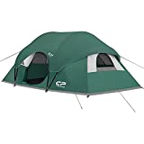 CAMPROS Tent-9-Person-Camping-Tents, Waterproof Windproof Family Tent with Top Rainfly, 3 Large Mesh Windows, Double Layer, Easy Set Up, Portable with Carry Bag - Dark Green