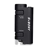 SVBONY SV603 Pocket Microscope 60x-120x, LED Lighted Zoom Portable Microscope, Microscope for Kids, Handheld Mini Microscope,1x AAA Battery and 1x Portable Soft case Included