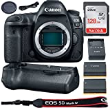 Canon EOS 5D Mark IV Full Frame Digital SLR Camera Body Bundle + 128GB Ultra High Speed Memory + Battery Grip and Extra Battery