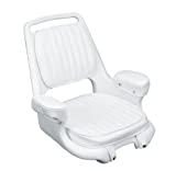 Moeller Heavy Duty Extra-Wide Offshore Boat Helm Seat, Cushion, and Mounting Plate Set (22' x 21' x 18.38', White)